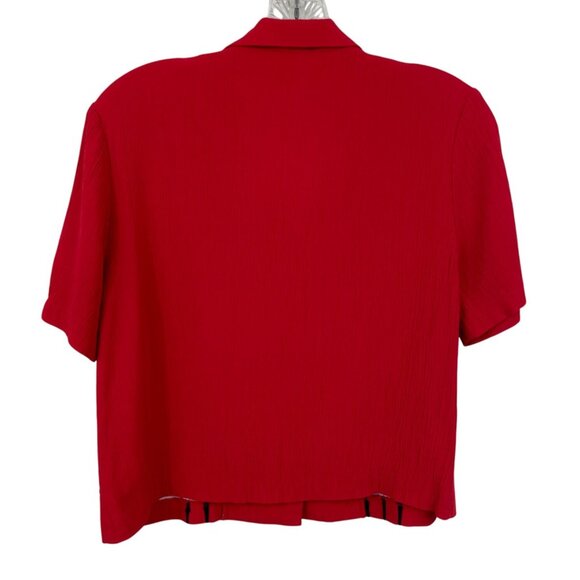 D.J. Summers Womens Red & Black Button-Up Short Sleeve Blouse Size 10P - Picture 2 of 6